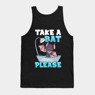 Take A Bat Please | Bat Lovers Gifts Funny Halloween Bat Pun Tank Top